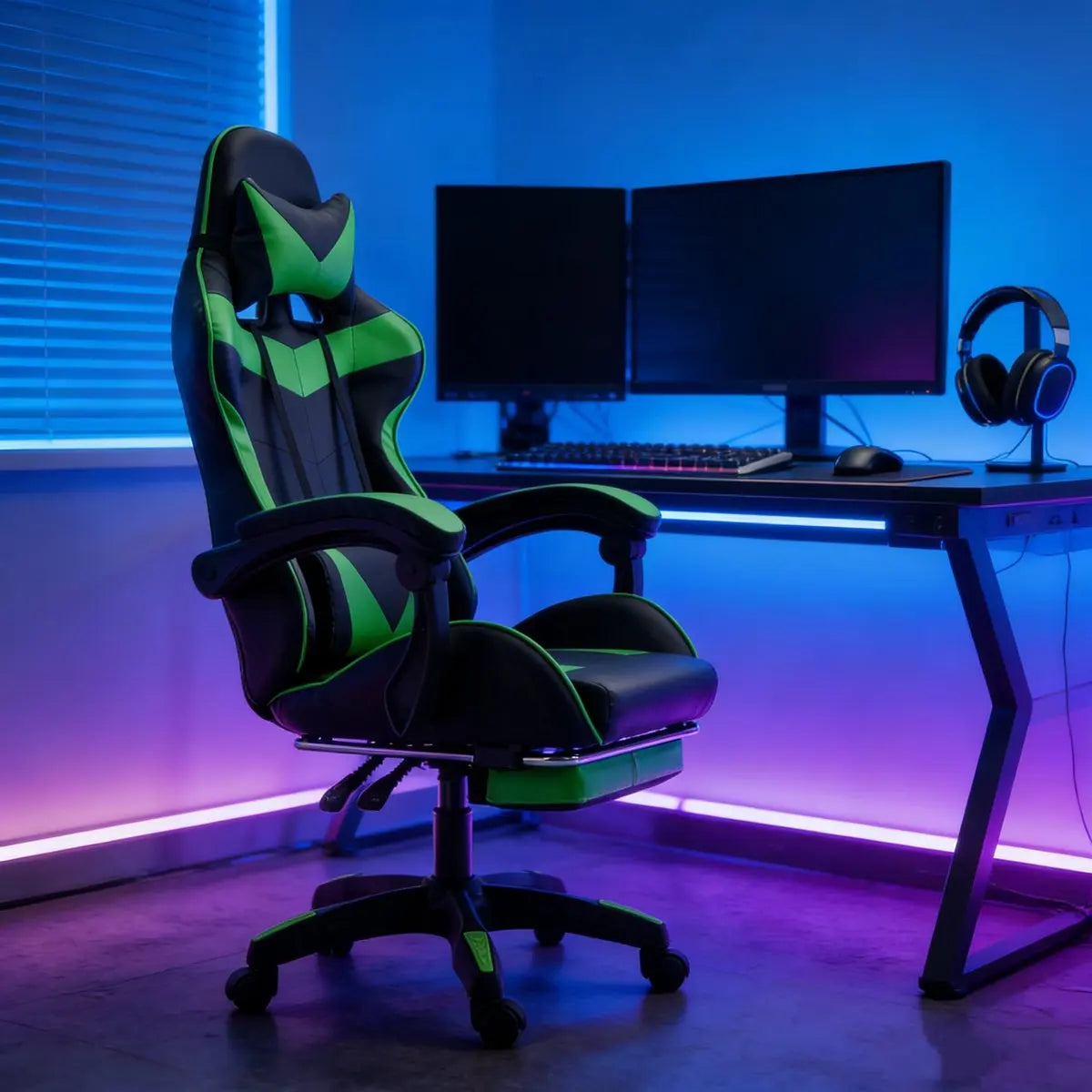 Gaming-Stuhl Gaming-Sessel höhenverstellbarer Bürostuhl mit verstellbarer Liegefunktion, Katzenohren und Kissen