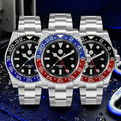 San Martin Luxury GMT Hangzhou 6460 Men's Automatic Mechanical Watch Business Sports Waterproof 200m Sapphire Full Luminous SN0016