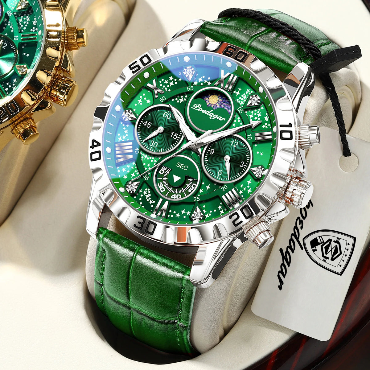 Orologio da polso di lusso POEDAGAR da uomo – Cronografo sportivo, impermeabile e luminescente, con cinturino in pelle, movimento al quarzo