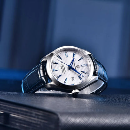 Luxusuhr für Herren von PAGANI DESIGN – Mechanisches Automatikmodell (Kaliber 8215), aus Edelstahl, wasserdicht, mit Datumsanzeige und leuchtenden Zeigern