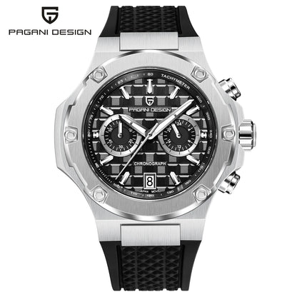 Křemenné pánské hodinky PAGANI DESIGN – luxusní sportovní chronograf, vodotěsný, s luminiscenčními ručičkami a safírovým sklem s antireflexní úpravou