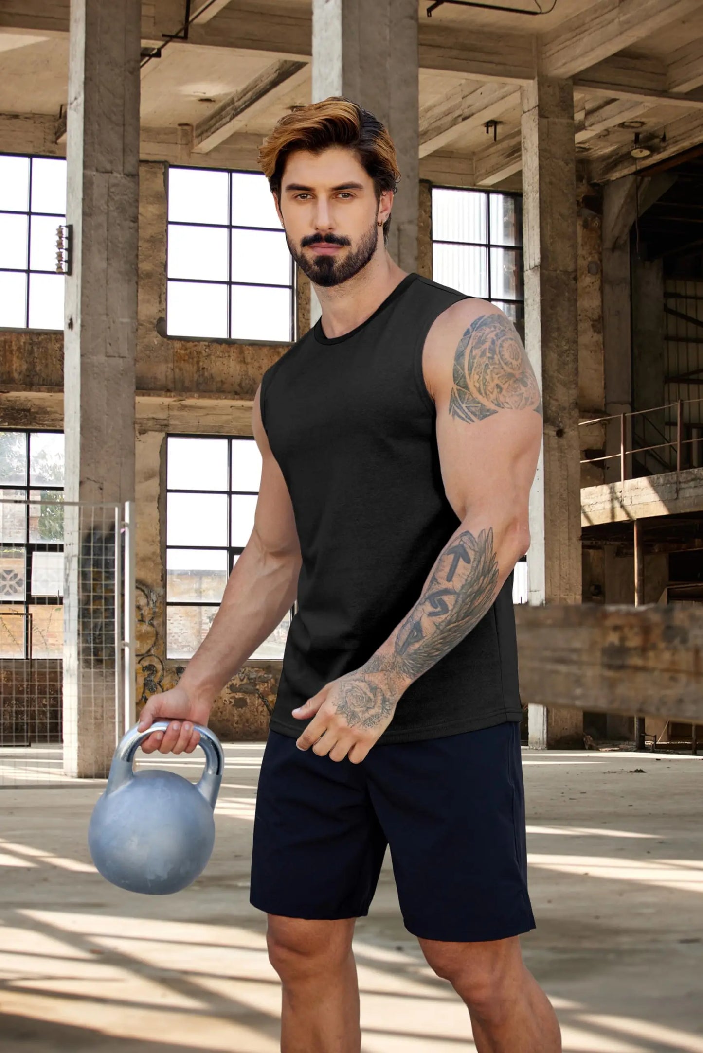 Goku Fitness Training Vest Sleeveless Cotton Tank Top Round Neck Workout Running Light Sports Casual Fashion