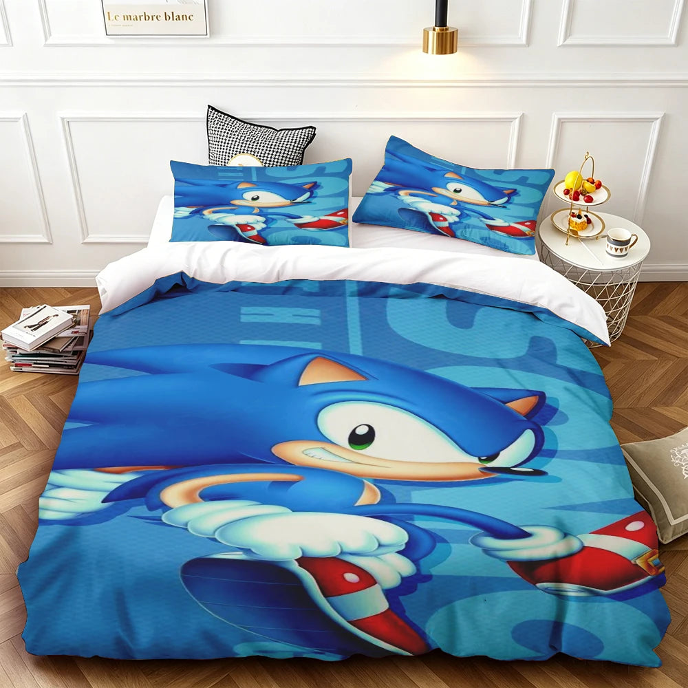 Popular Sonic Cartoon Role Characters Print Bedding Set Duvet Cover Comforter Bed Youth Kids Girl Boys Luxury Birthday Gift soft