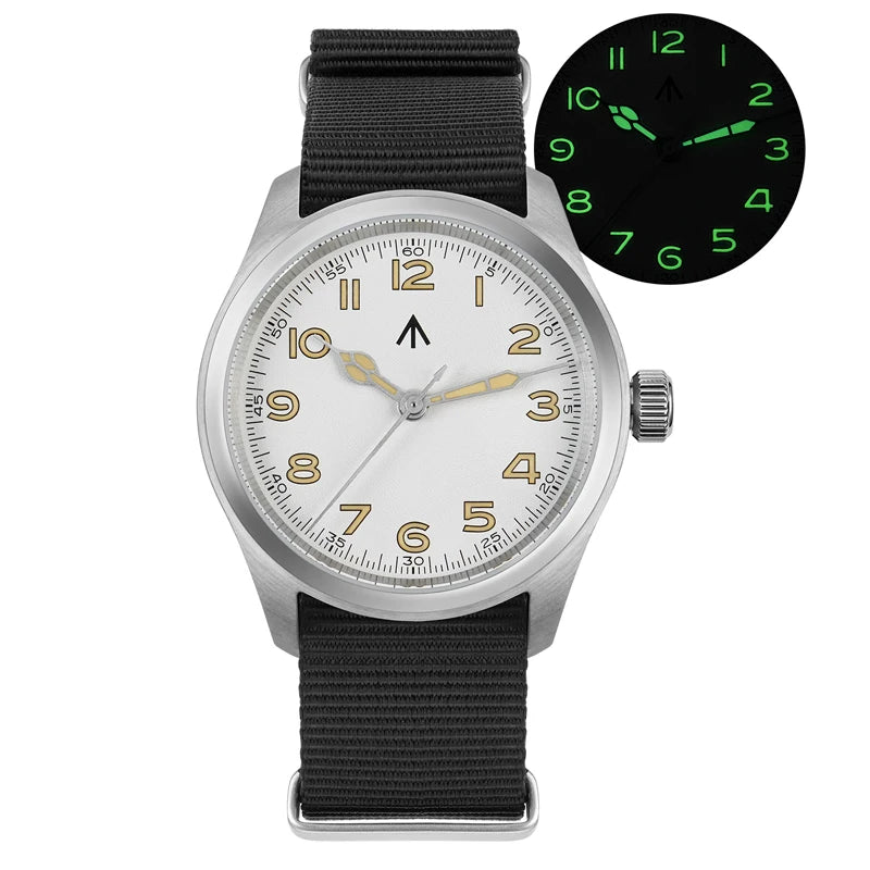 Militado ML08 Vintage Black Watch VH31 Sweep Quartz Wristwatch Ar Sapphire Crystal Luminous C3 BGW9 100 Waterproof Watches Man