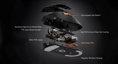 Rato Gaming Sem Fios MCHOSE K7 Ultra PAW3950 com Dupla Taxa de Polling 8K, Base de Carregamento Sem Fios Magnética Leve, Esports e Escritório