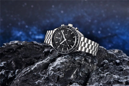 PAGANI DESIGN – Nouvelle montre à quartz de luxe pour homme, dotée d’un cadran à motif météorite, chronographe sportif, verre saphir avec traitement antireflet.