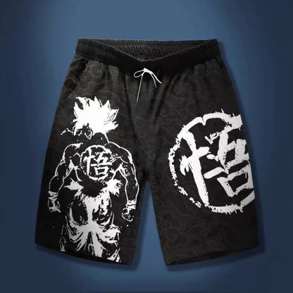2026 Summer Dragon Ball Goku Black Go Kanji Retro Quick-Dry Print Shorts Adult Kids Plus Size Breathable Anime Fan Casual Shorts