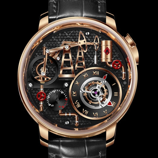 Reloj de cuarzo PINDU NEW TOP con bomba de aceite de botón para hombre de negocios, 45.5MM, cristal de zafiro, resistente al agua, correa de cuero para hombre
