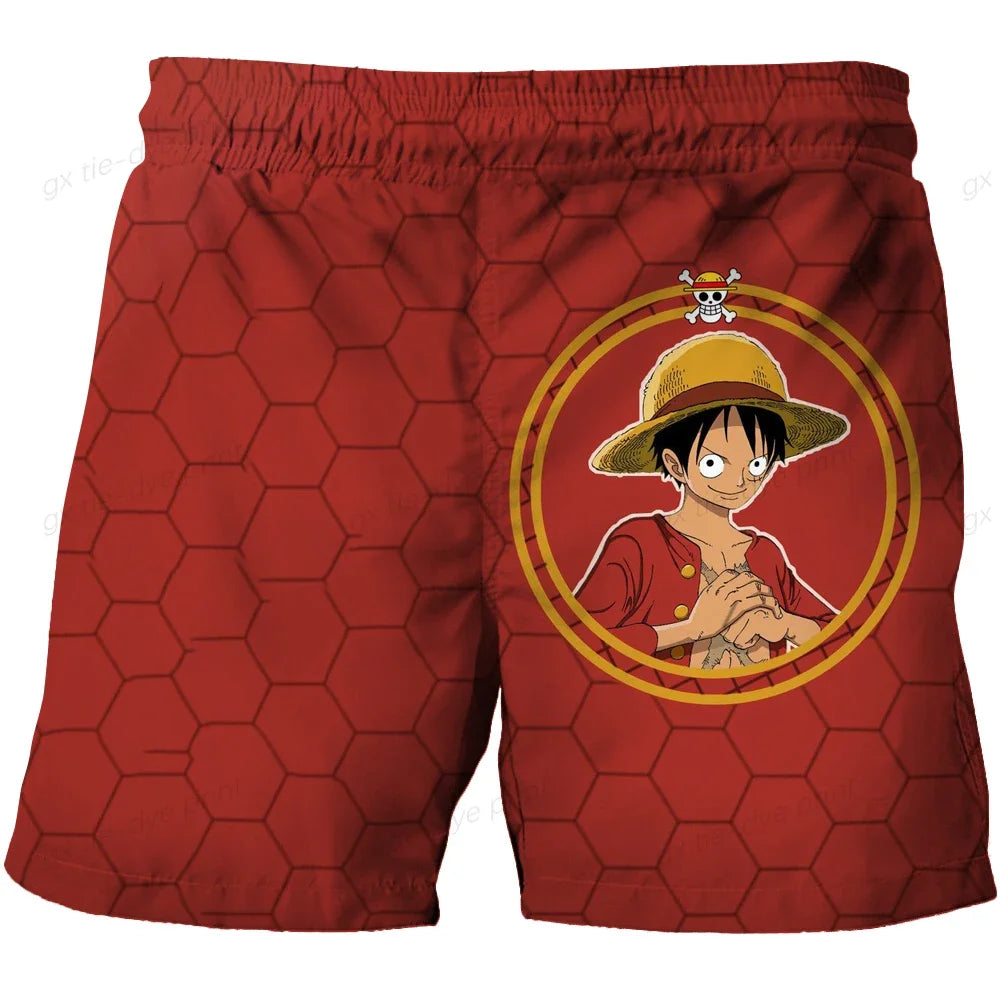 One Piece Harajuku Style Shorts With Hood 2023 Luffy 3D Swimming Shorts Running Tank Top Men Cartoon Shorts Trend Hot Sale