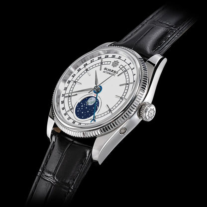 Sugess 40mm Watch of Men Moonphase Automatic ST2108 Movement Sapphire Crystal Mechanical Wristwatches Waterproof Date 2024 New