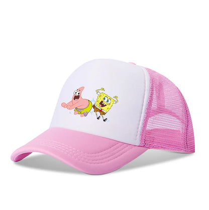 Casquette de baseball SpongeBob mignonne, style anime, ronde, unisexe, pour enfants (garçons et filles) et adultes, sportive, décontractée, pare-soleil, ajustable, inspirée du film d'animation, à visière, en maille