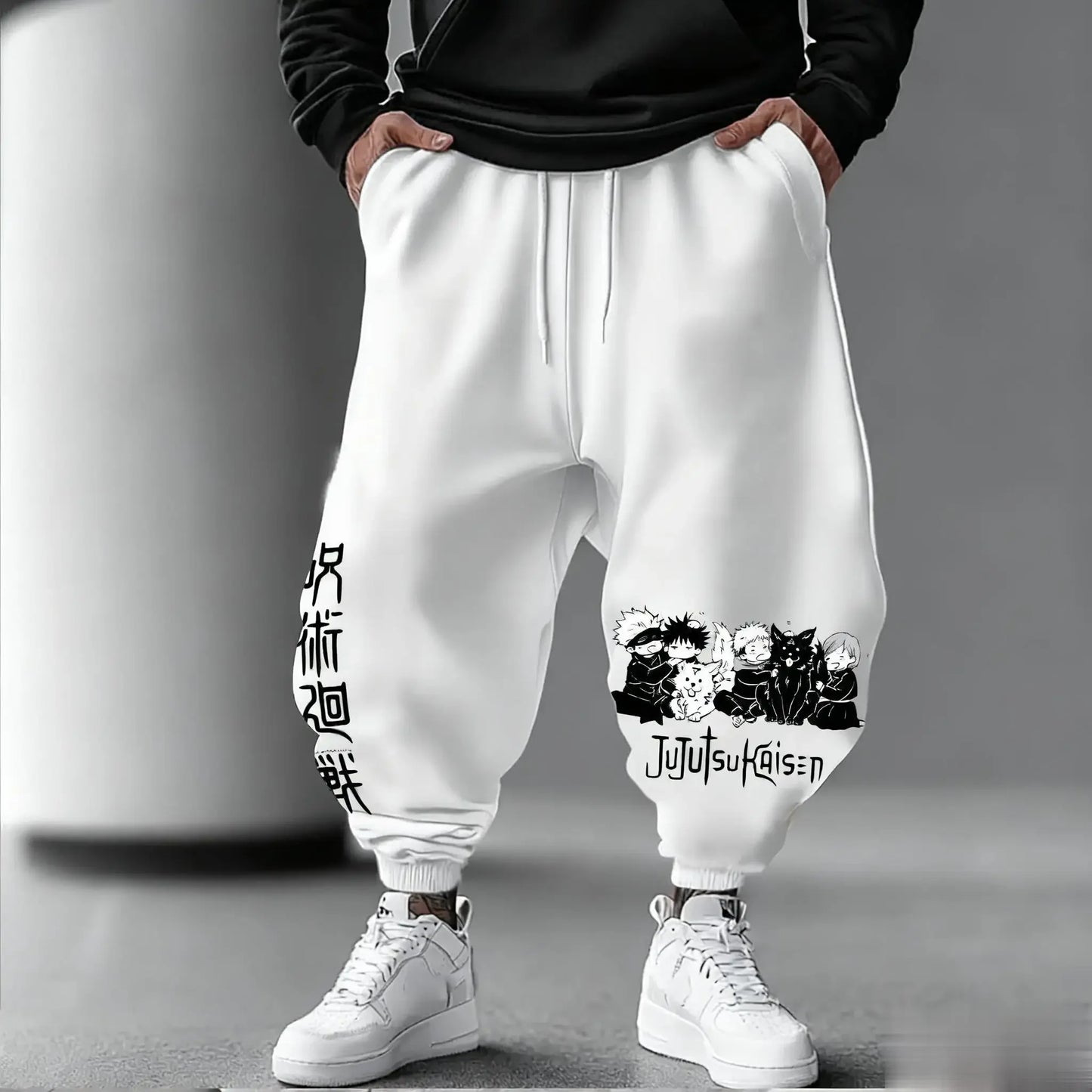 Jujutsu Kaisen Herren-Jogginghose, locker geschnittene Casual-Sweathose mit japanischem Anime-Print, Streetwear-Grafik, Hip-Hop-Hose, Y2K-Kleidung