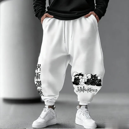 Jujutsu Kaisen Herren-Jogginghose, locker geschnittene Casual-Sweathose mit japanischem Anime-Print, Streetwear-Grafik, Hip-Hop-Hose, Y2K-Kleidung