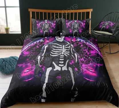 Fortnite-Bettwäsche-Set, Bettbezug, 3-teilig, 3D-bedruckte Schlafzimmer-Bettwäsche, Game-Anime-Cartoon-Kissenbezug, Zimmerdekoration, Geschenk