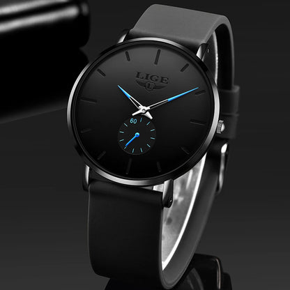 LIGE Herrenuhr – Sportlicher und trendiger Stil, Luxusmarke, wasserdicht, schlichtes und ultradünnes Design, Quarzuhr für Herren
