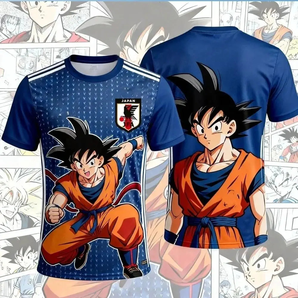 2026 New Japanese Anime Dragon Ball Z Special Edition Soccer Jersey for Kids Goku 3D Printed T-shirt Men's Soccer Training Suit