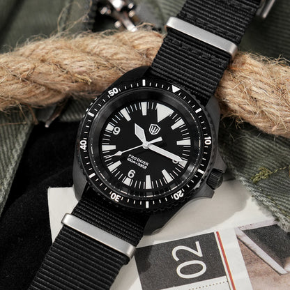 Relógio de Homem Watchdives WD1980 V3 38mm Vintage, Movimento de Quartzo VH31 Ronda 515 com Segundos Contínuos, Luminescente, Vidro de Safira