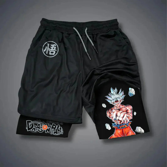 Dragon Ball Anime Goku Double-layered Shorts for Men Summer 2026 Sporty Loose Fit Breathable American Style Printed Outerwear