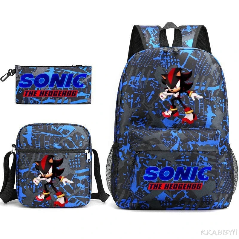 Sonic Backpacks Student School Bags for Teen Men Women Tote Bag Clutch Pocket Nylon Backpacks Travel Mochilas
