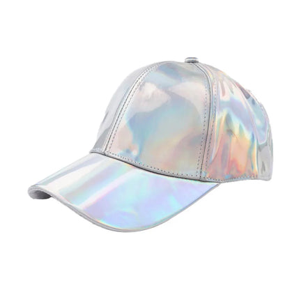 Unisex PU Rainbow Color Changing Baseball Hat Fashion Adult Laser Hip Hop Cap Outdoor Casual Snapback Shiny Party Dressing Hat