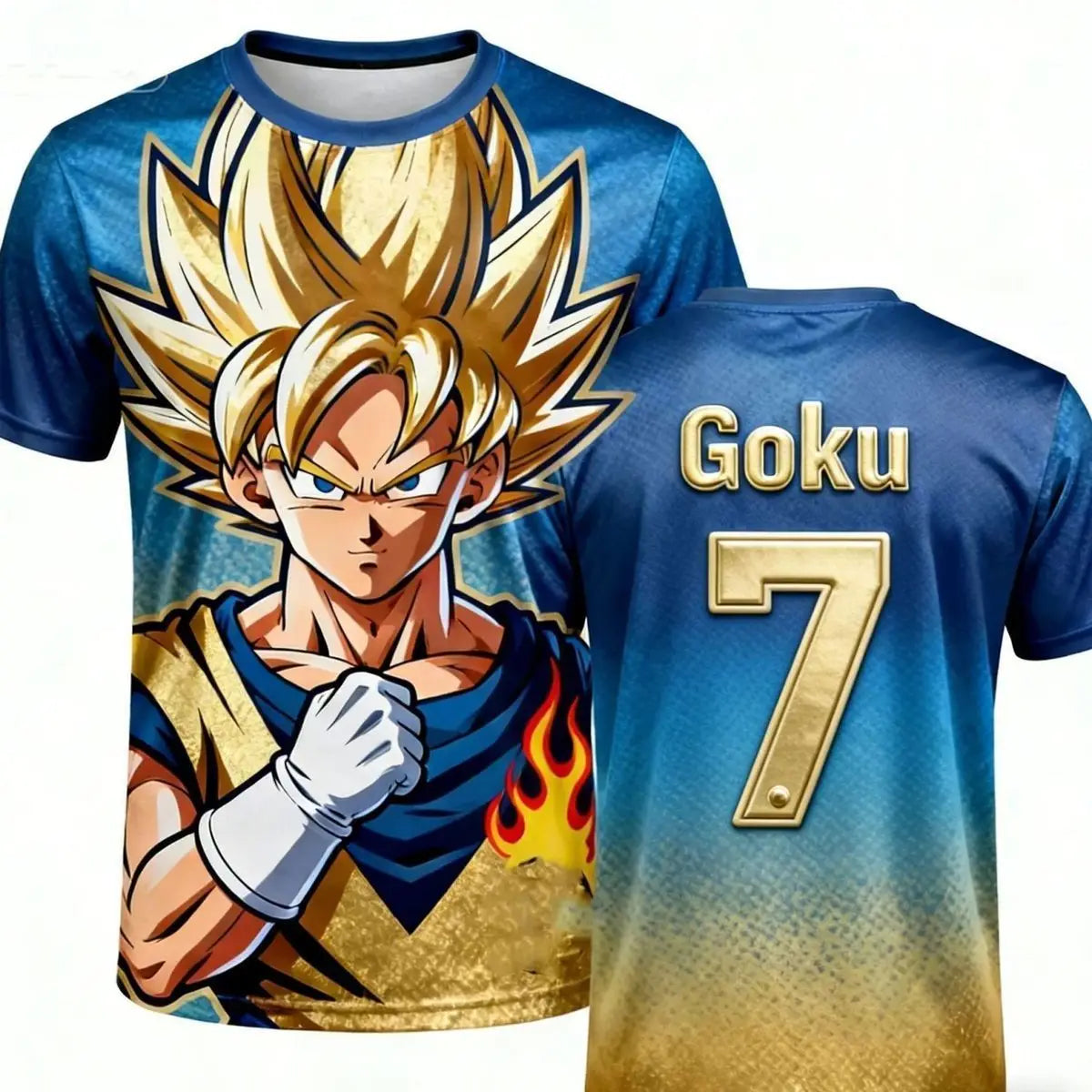Dragon Ball Son Goku Cartoon Jersey Personality 2D Summer Quick Drying T-shirt Short Sleeve Top Animation Peripheral Wholesale