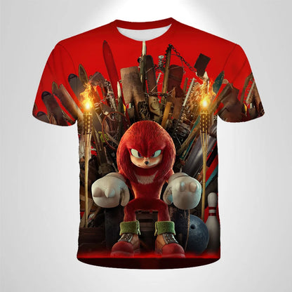 206 Sonic The Hedgehog Anime Boys' Breathable T-shirt Children's Fashion Clothing Casual Wear, Breathable Thin Style, Unisex Top