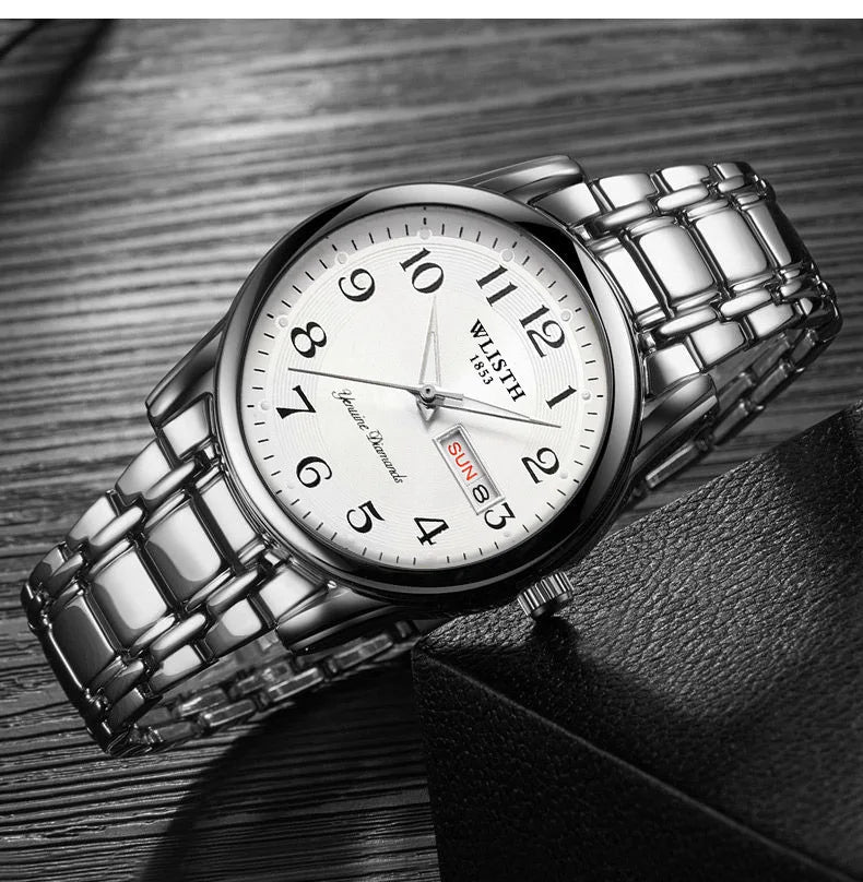 Luxusuhr für Damen, Quarzuhr, digitale Armbanduhr, wasserdicht, mit Kalender und Leuchtanzeige; modischer und professioneller Stil, auch für Herren geeignet.