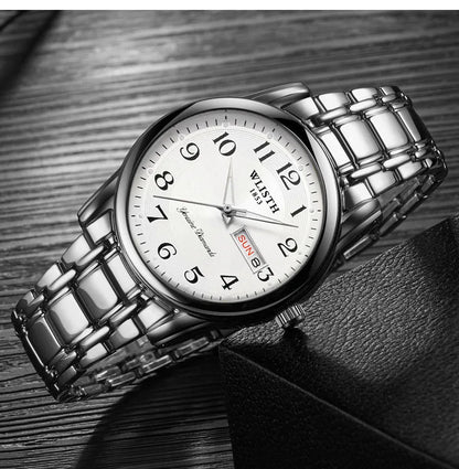 Luxusuhr für Damen, Quarzuhr, digitale Armbanduhr, wasserdicht, mit Kalender und Leuchtanzeige; modischer und professioneller Stil, auch für Herren geeignet.