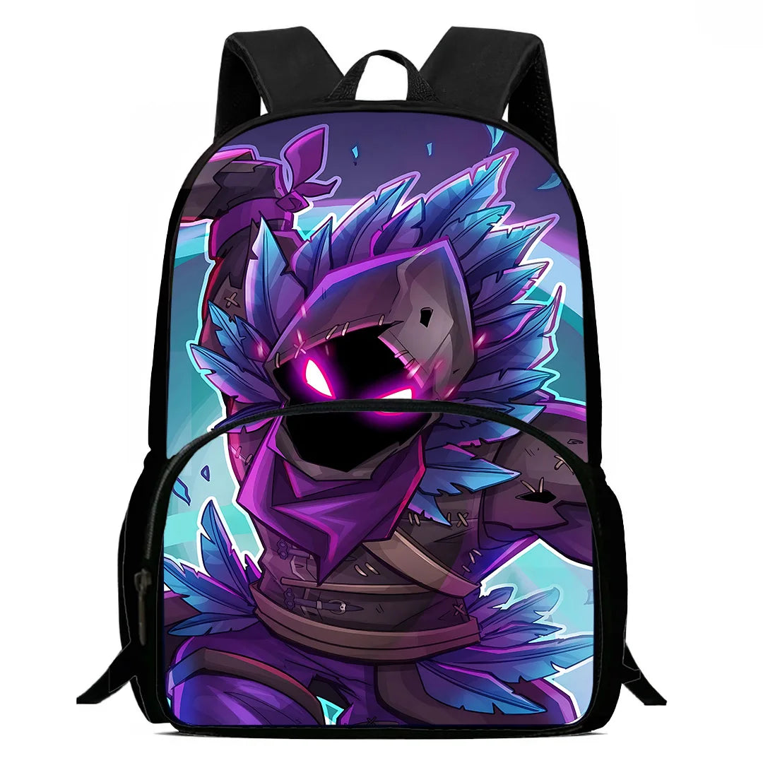 Zaino da scuola per bambini Hot Game con borsa pranzo e astuccio, grande capacità, design F-FortniteS, per ragazzi e ragazze, regalo ideale