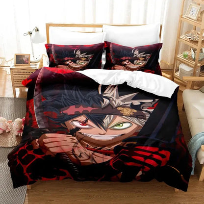 Black Clover Bettwäsche-Set Einzel Doppel Full Queen King Size Anime-Bettbezug-Set für Erwachsene und Jungen 2024 Deckenbezug Kissenbezug