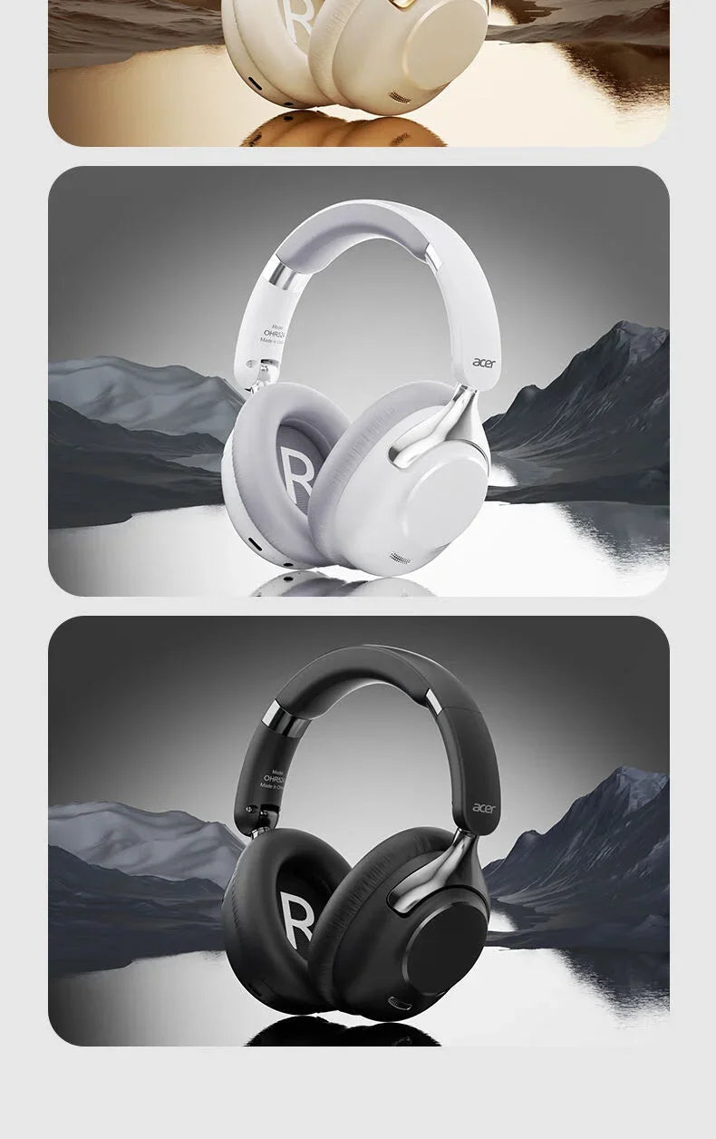 Acer OHR524 ANC Wireless Bluetooth Headphones with 360° Surround Sound, Active Noise Cancelling Over-Ear Headphones, HD Mic, Bluetooth 5.4, 100H Battery