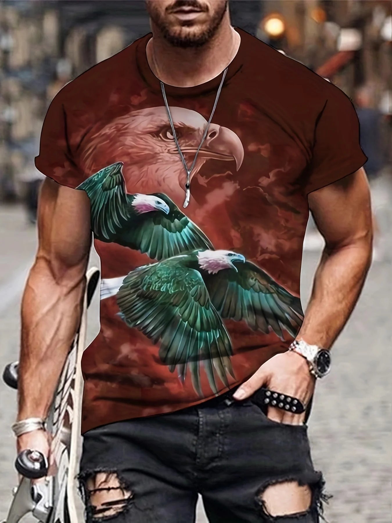 Fashion Eagle Graphic T Shirts Luxury T-Shirt Summer Men's T-Shirts Casual Tops Short Sleeve T-Shirt 3D Printing Men Clothing