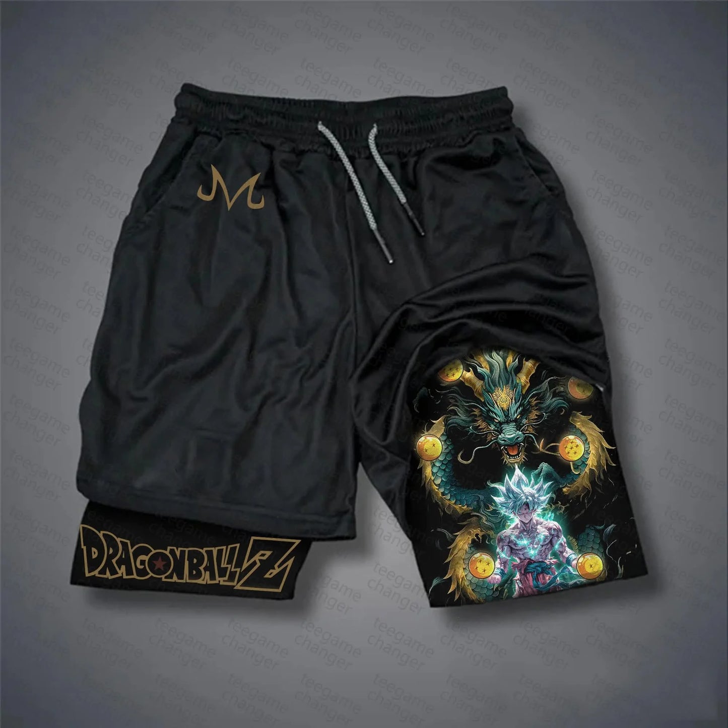 2026 Summer Dragon Ball Z Ultra Instinct Goku&Shenron Print Shorts Men's Breathable Double Layer Gym Workout Shorts Casual