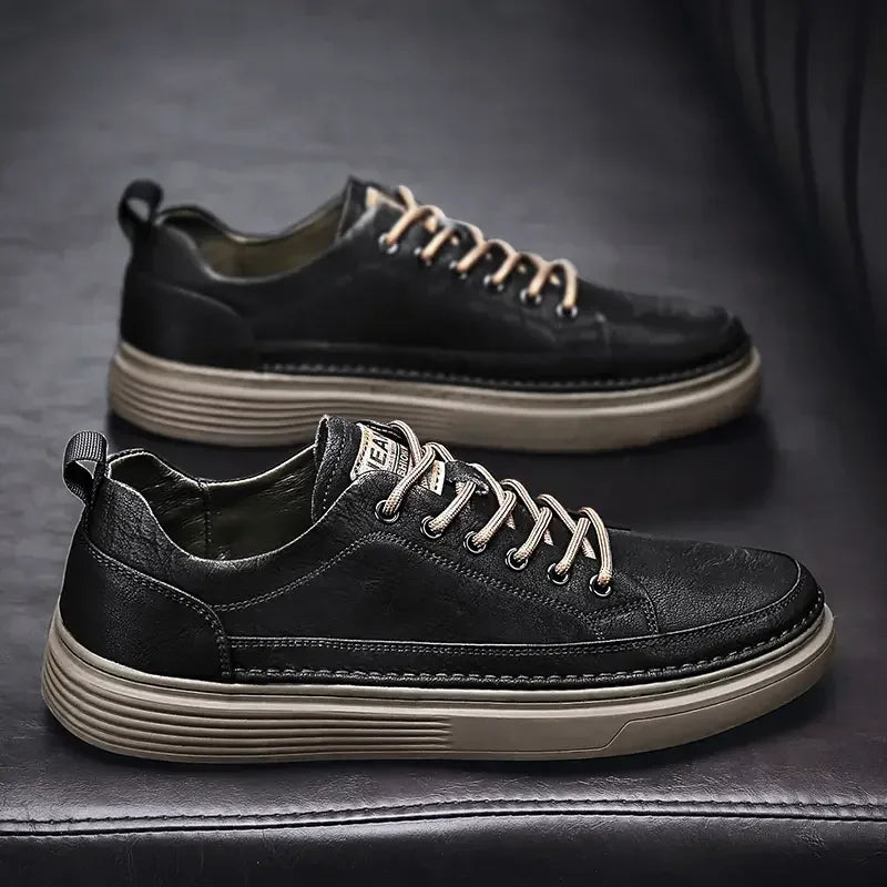 Classic Men's Sneakers Platform Slip-On Casual Leather Sneakers New Comfort Flat Spring Loafers Shoes