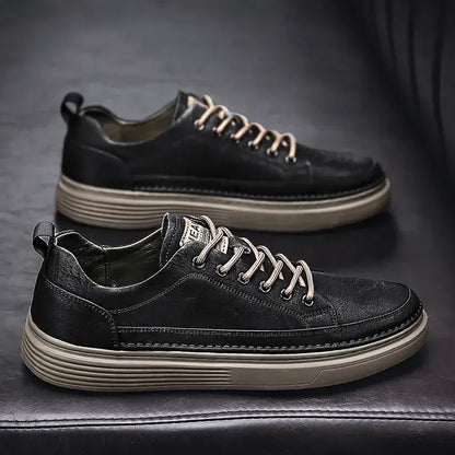 Classic Men's Sneakers Platform Slip-On Casual Leather Sneakers New Comfort Flat Spring Loafers Shoes