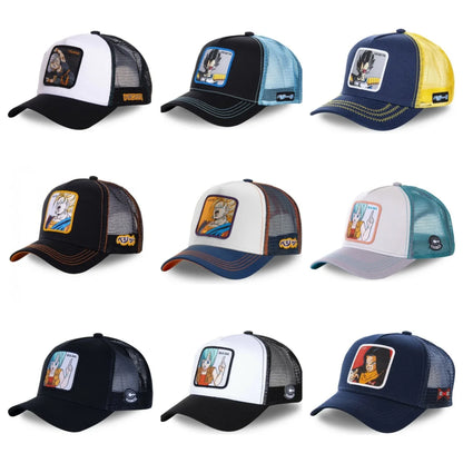 Czapka z motywem Dragon Ball Son Goku – letnia czapka podróżna z daszkiem, męska czapka z haftem w stylu hip-hopowym, z daszkiem przeciwsłonecznym, regulowana czapka typu trucker z siateczką