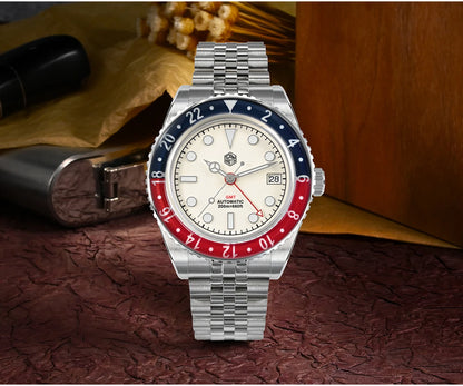 San Martin NH34 40mm GMT Luxury Sports Style Full Luminous Bidirectional Sapphire Bezel Automatic Mechanical Watch 20 Bar SN0005