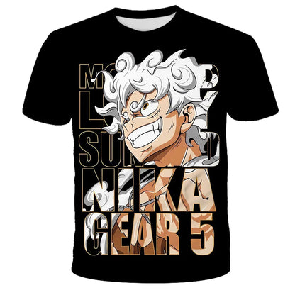 Fashion Kid Anime One Piece Luffy T Shirt Boy Clothing Kids Boys Tshirt Children T-shirt Summer Short Sleeve Tops Tees