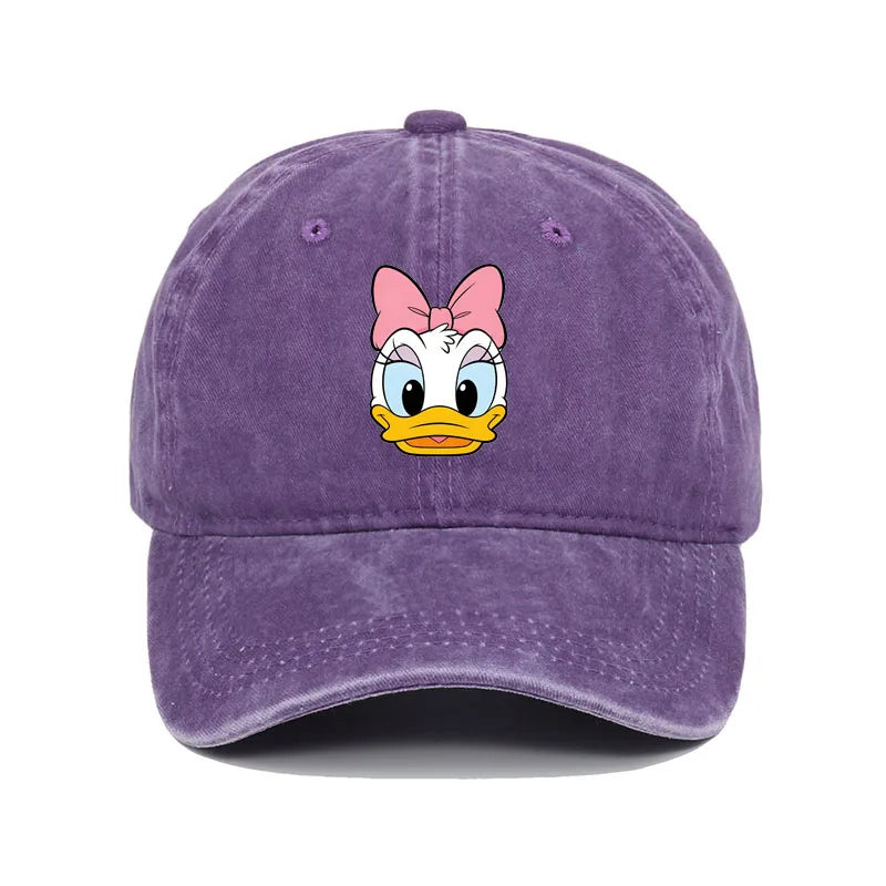 Unisex Vintage Washed Mickey Minnie Print Baseball Cap for Men Women Cartoon Trucker Hat Adjustable Snapback Casual Hip Hop Hat