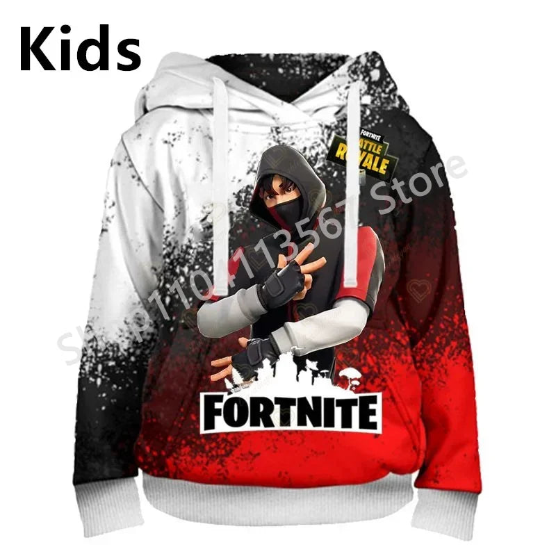 Llama Battle Royale F-Fortnited Kapuzenpullover mit 3D-Print für Herren, Damen und Kinder, Sweatshirt für Jungen, Mädchen und Kids, Streetwear-Pullover, grüne Oberteile