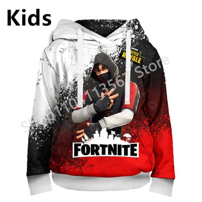Llama Battle Royale F-Fortnited Kapuzenpullover mit 3D-Print für Herren, Damen und Kinder, Sweatshirt für Jungen, Mädchen und Kids, Streetwear-Pullover, grüne Oberteile
