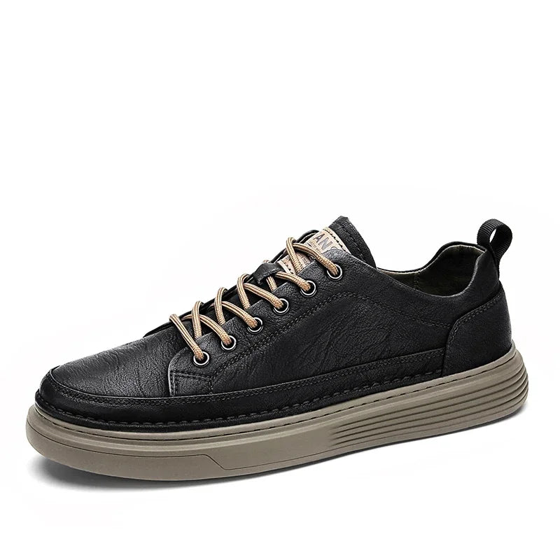 Classic Men's Sneakers Platform Slip-On Casual Leather Sneakers New Comfort Flat Spring Loafers Shoes