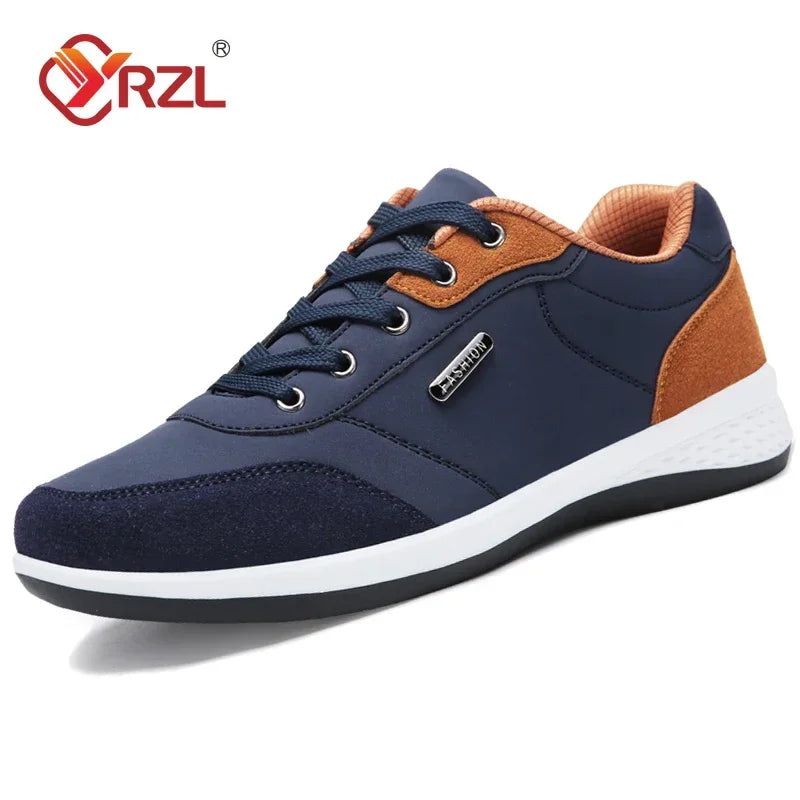 YRZL Herrenschuhe Frühling Herbst Wasserdichte Walking-Sneaker Freizeit-Ledersportschuhe für Herren Rutschfestes Schuhwerk Tennis für Herren