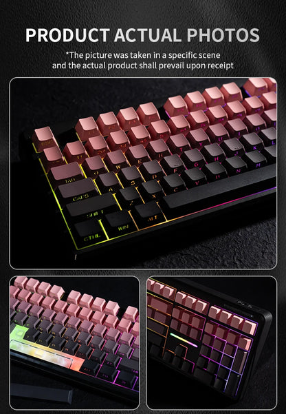 V108 Pro Bluetooth-Tastatur Büro, geräuscharm, 2.4G kabelgebunden & kabellos, vollständiges Layout mit RGB-beleuchteter Membran