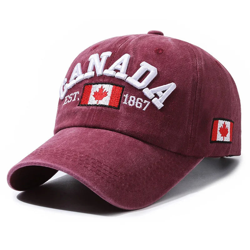 1 Unisex Outdoor Embroidered CANADA Baseball Cap - Adjustable, Sun-Protective & Casual, Ideal for Spring & Autumn Travel