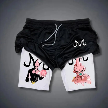 2026 Summer Dragon Ball  Goku Wolf Samurai 2-in-1 Gym Shorts 100% Cotton Oversized Fitness Retro Streetwear Unisex  Adults Kids