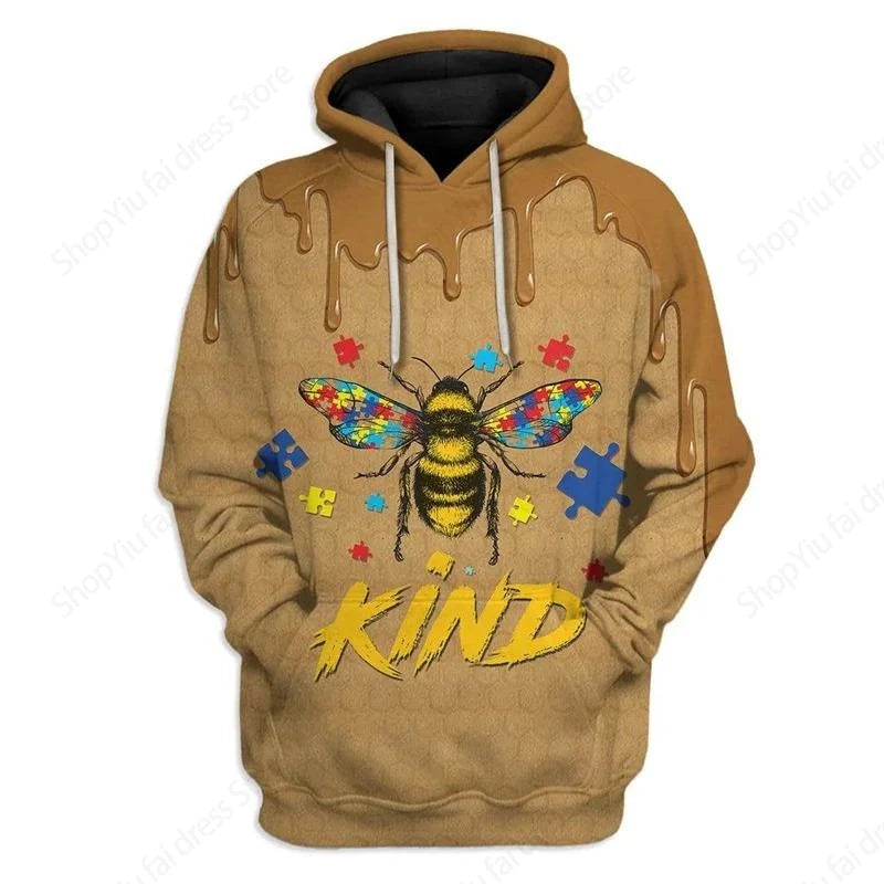 Vintage Hoodies For Men Wolf Bee Animal Pattern 3D Print Hoodie Men Fashion Hoodie Sweatshirt Boy Coat Women Sweat 6XL Tracksuit