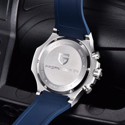 PAGANI DESIGN PD-YS032 Herren-Quarzuhr 44mm Japan VK64 Uhrwerk Edelstahlgehäuse Kautschukarmband Saphirglas 100M wasserdicht