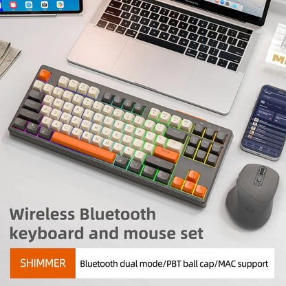 Tastiera M87 wireless Bluetooth dual mode, sensazione meccanica, gaming e ufficio silenziosa, copritasti sferici in PBT, illuminazione arcobaleno