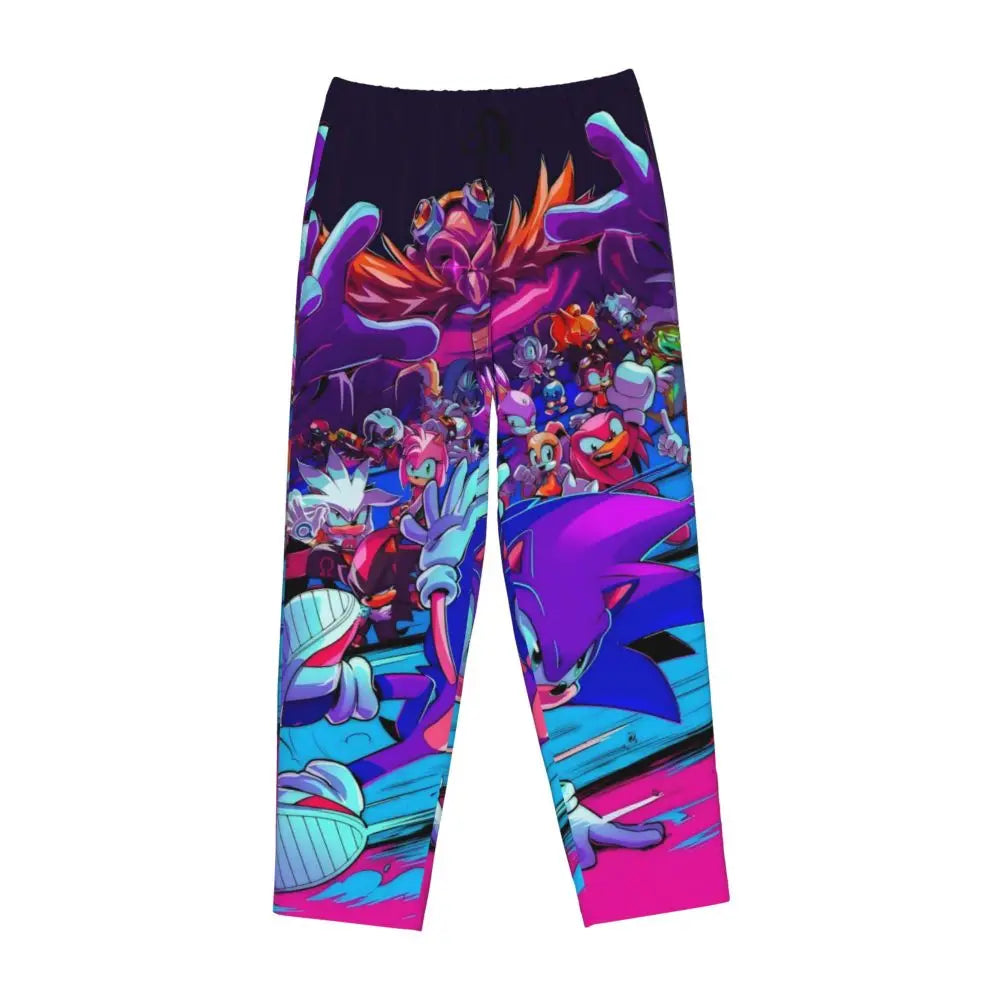 Custom Printed Womens Soniced Pajama Pants Hedgehog Game Sleepwear Sleep Lounge Bottoms with Pockets
